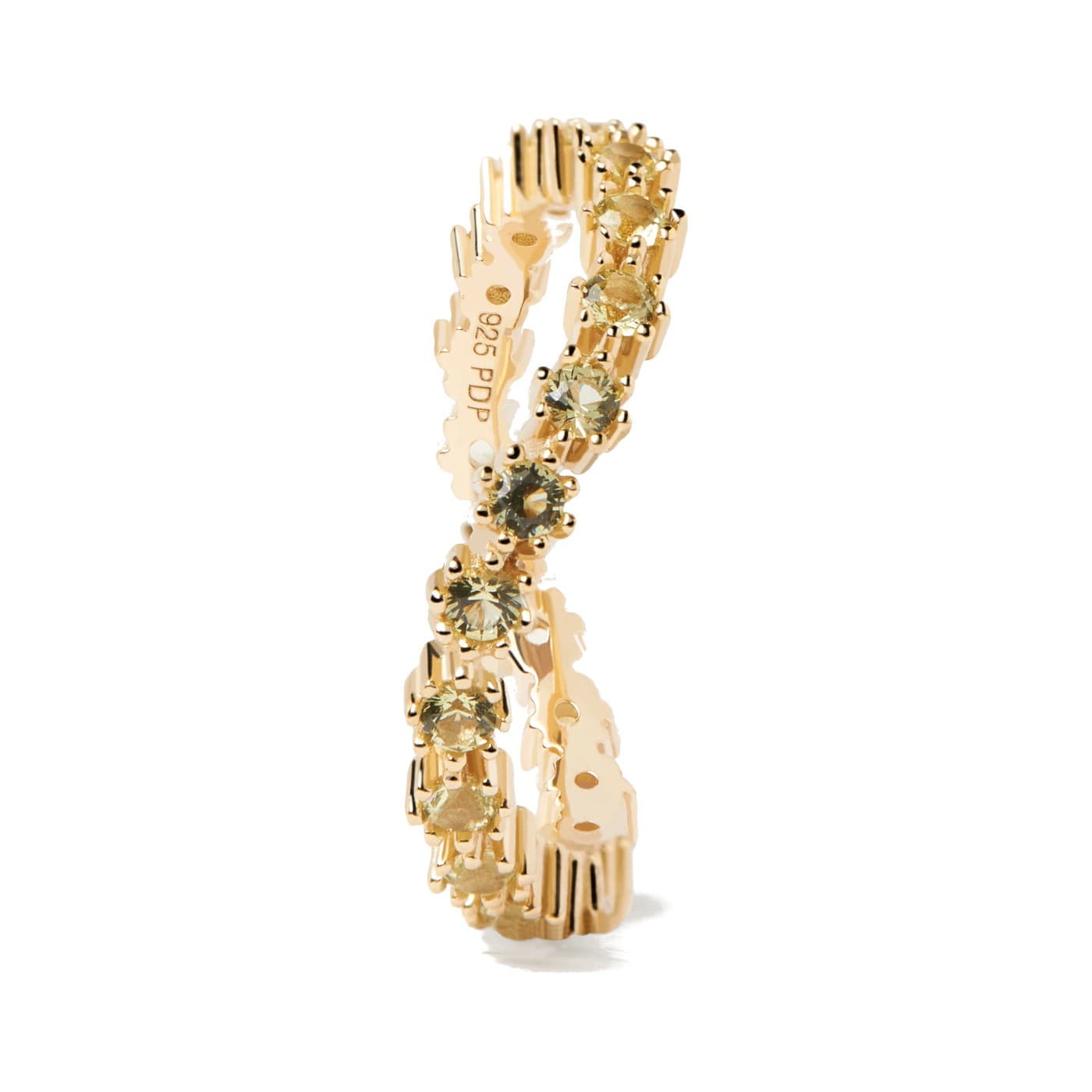 Δαχτυλίδι σε ασήμι 925 με πέτρες - PDPAOLA Green Tide Gold